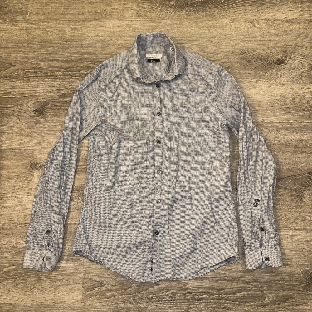 versace collection Trend Shirt Button Down Long Sleeve Size 39 AOP Geometric